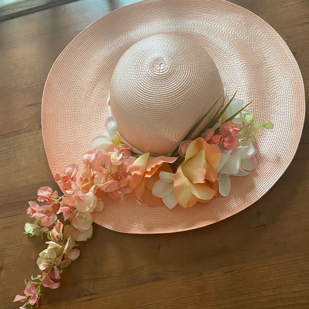 Pink floral Kentucky Derby hat